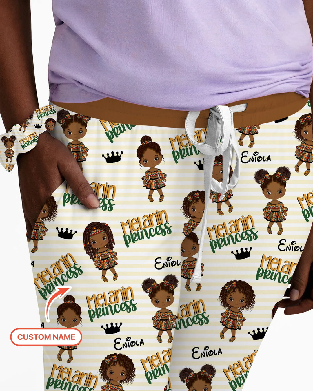Custom Name Melanin Princess Bamboo Women Pajama Set