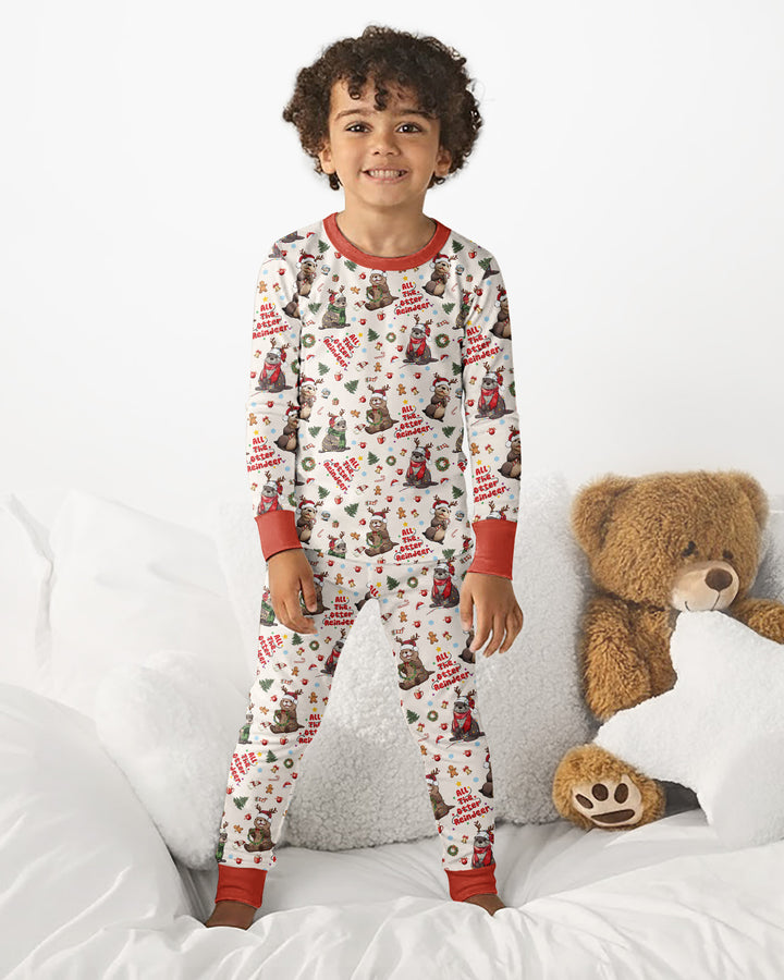 All The Otter Reindeer Bamboo Two Piece Long Sleeve Pajama Set
