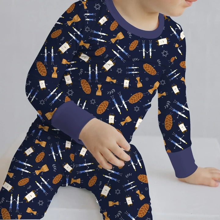 Zweiteiliges Langarm-Pyjama-Set mit Sommerfrüchten