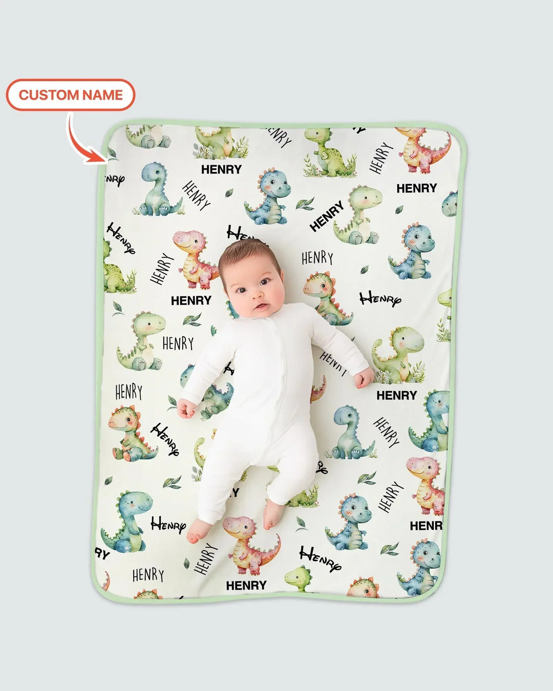 Dinosaur Custom Name Bamboo Blanket