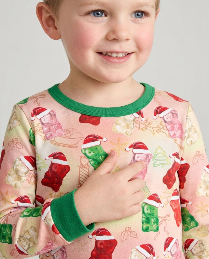 Gummy Bear Santa Christmas Bamboo Two Piece Long Sleeve Pajama Set