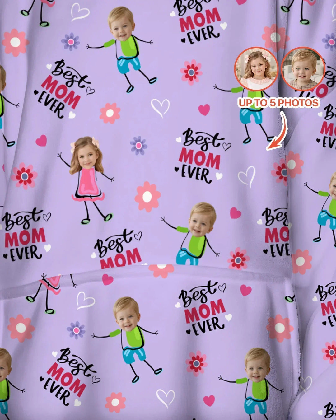 Personalisierbarer Foto "Beste Mama aller Zeiten" Doodle Bambus-Decken-Hoodie
