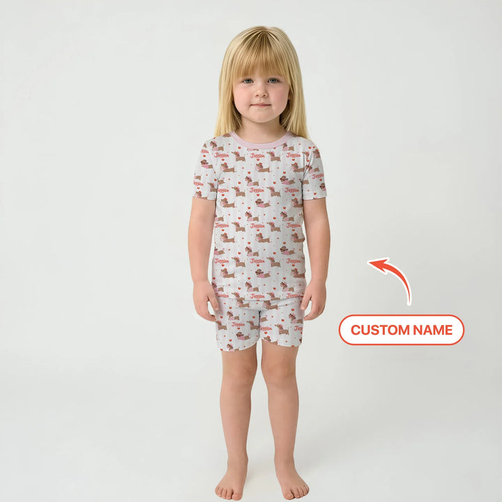 Zweiteiliges Pyjama-Set mit kurzen Ärmeln und Shorts im Sommer-Design