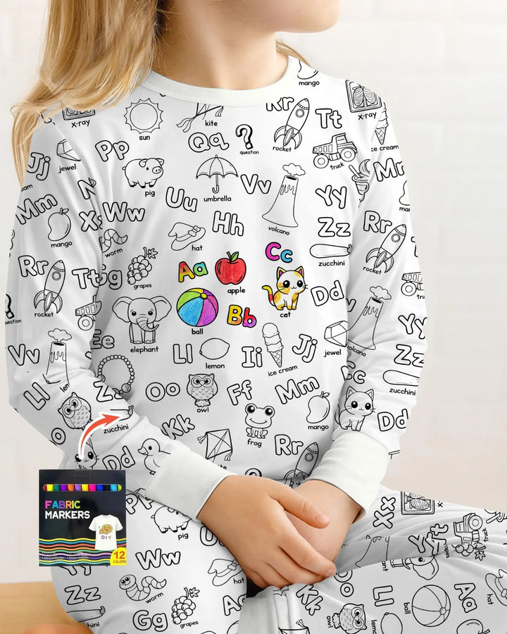 Zweiteiliges Langarm-Pyjama-Set mit Sommerfrüchten