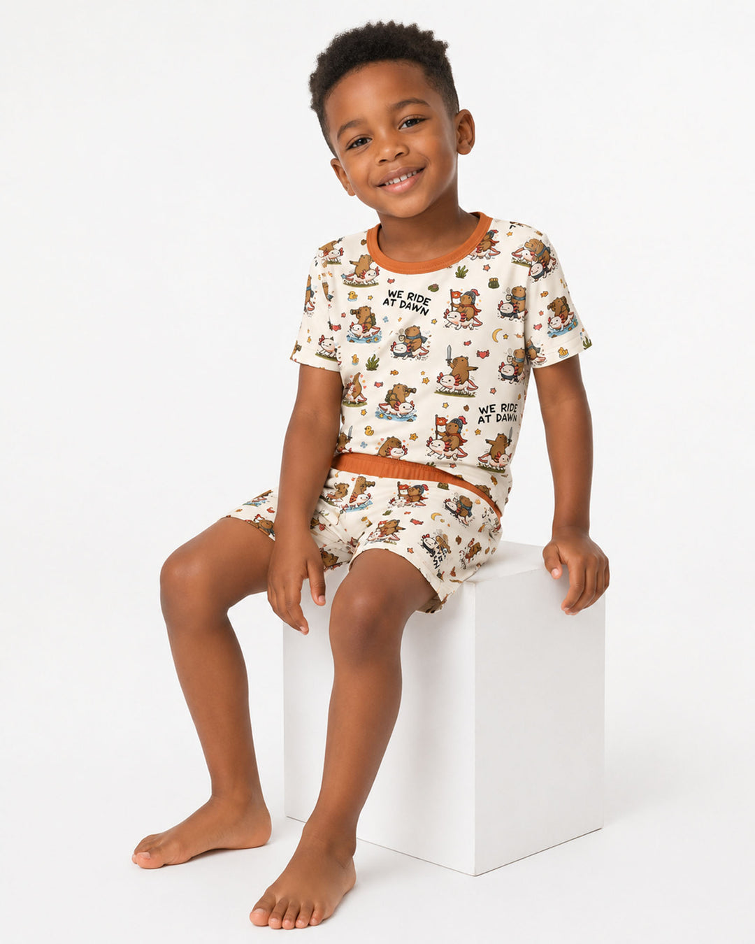 We Ride At Dawn Bamboo Two Piece Short Sleeve Shorts Pajama Set