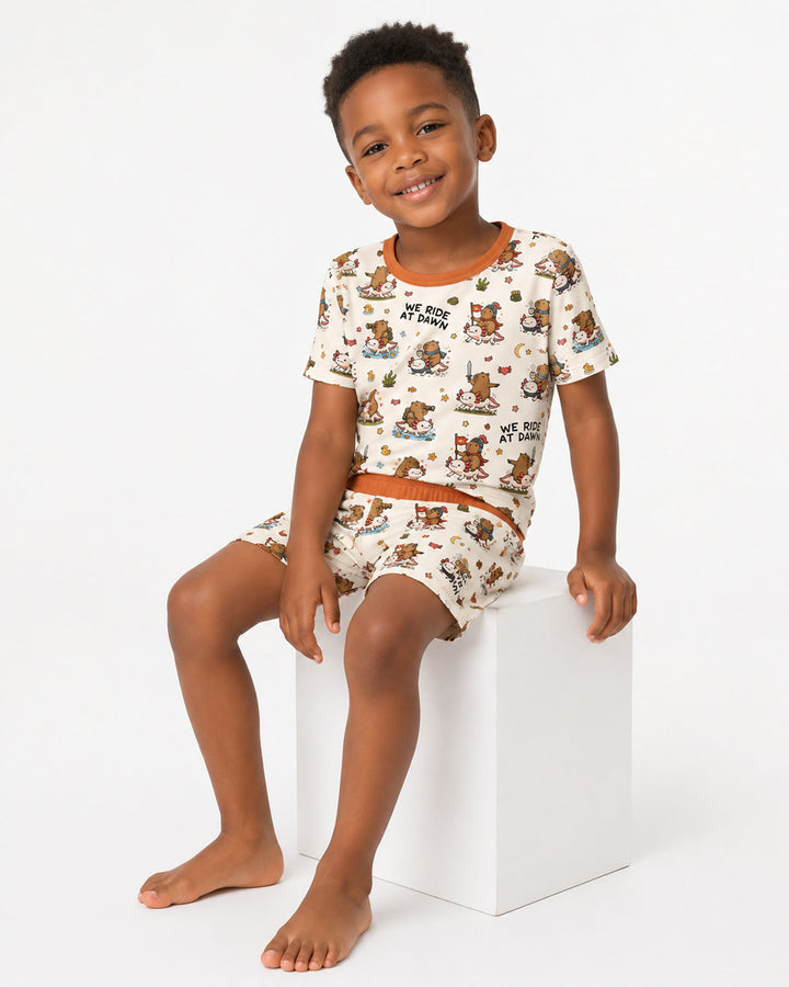 We Ride At Dawn Bamboo Two Piece Short Sleeve Shorts Pajama Set