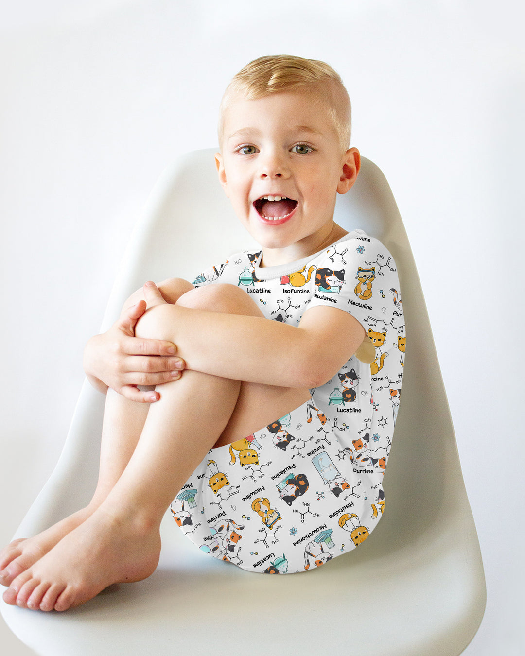 Biochemistry Cat Bamboo Two Piece Short Sleeve Shorts Pajama Set