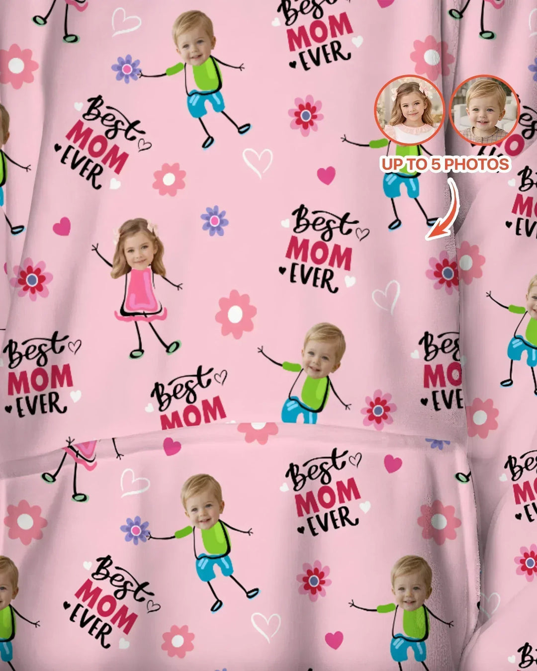 Personalisierbarer Foto "Beste Mama aller Zeiten" Doodle Bambus-Decken-Hoodie