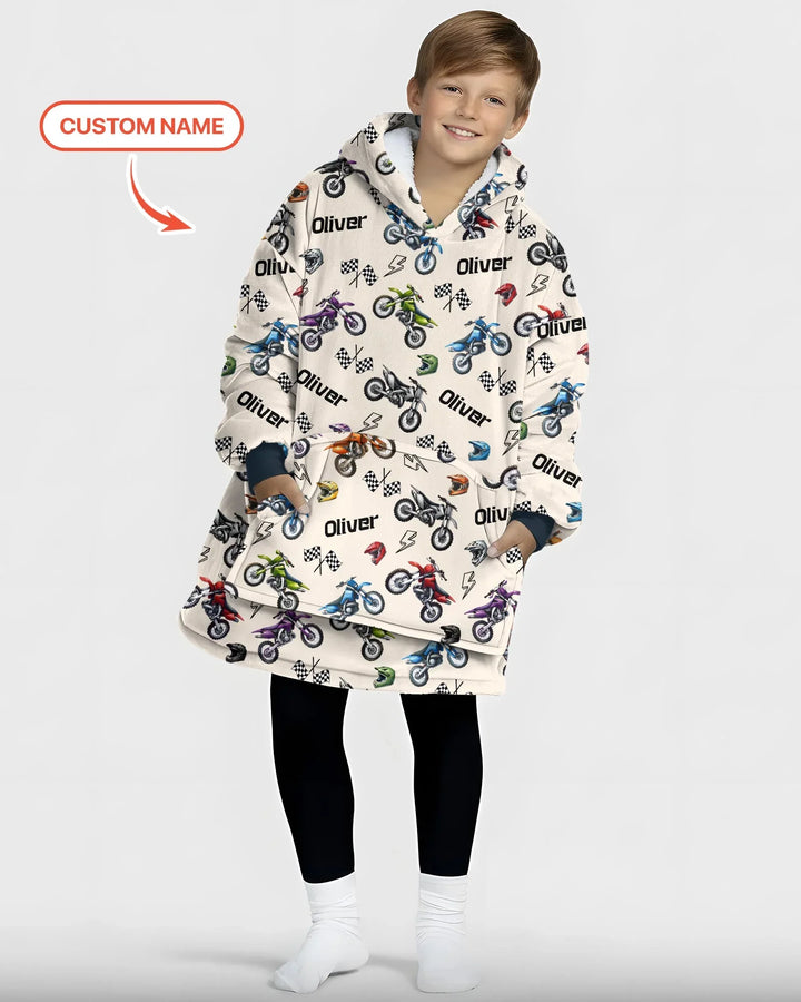 Personalisierbare Kleine Dirtbike-Fahrer Bambus-Deckenhoodie
