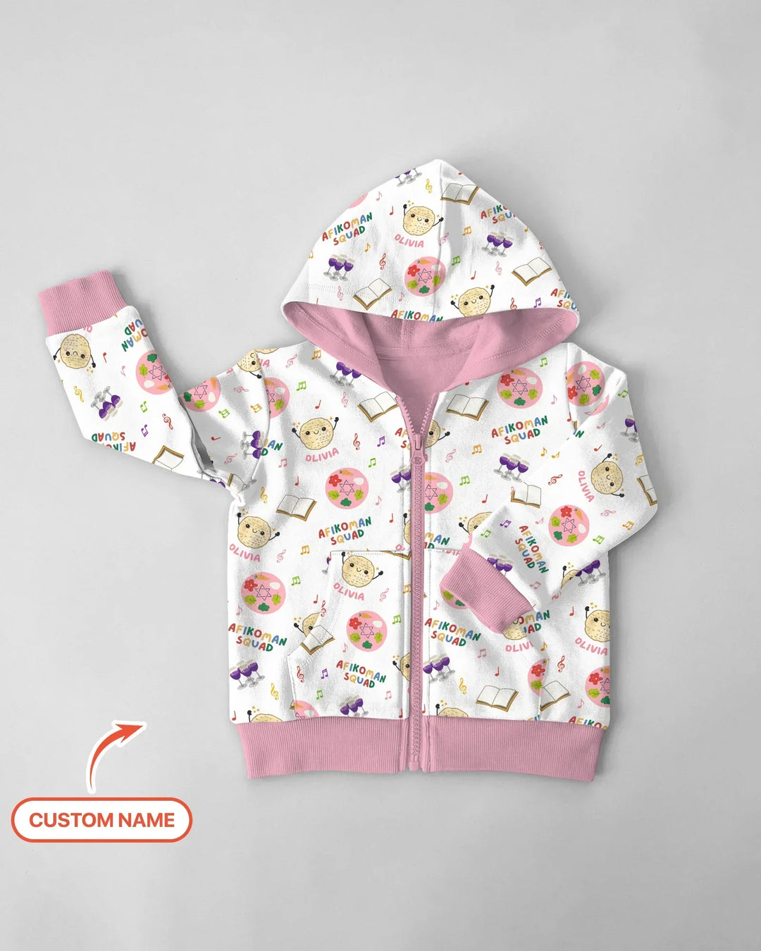 Custom Name Passover Afikoman Squad Bamboo Zip Hoodie