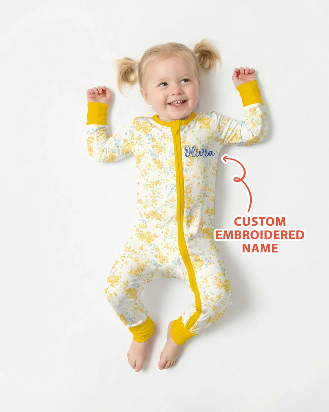 Custom Name Embroidered Floral Bamboo Convertible Zippy