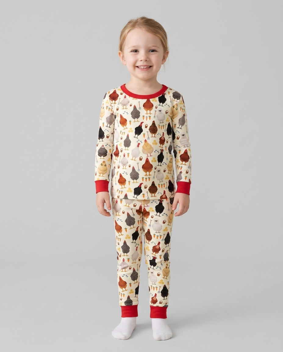 Little Chicken Farmer Bamboo Two Piece Long Sleeve Pajama Set
