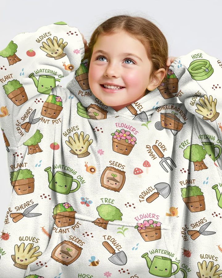 Kawaii Garden Crew Tragbarer Bambus-Deckenhoodie