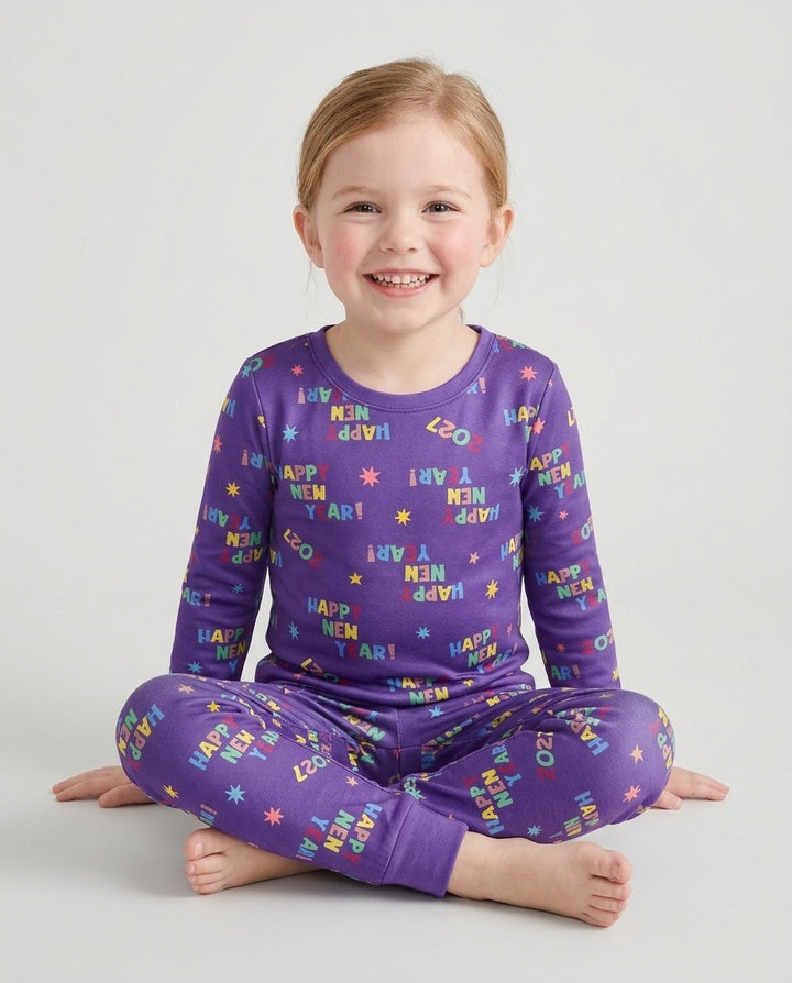 Retro Happy New Year 2027 Bamboo Two Piece Long Sleeve Pajama Set