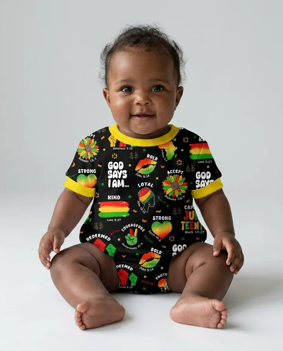 God Says I Am Juneteenth Blessings Bamboo Bubble Romper