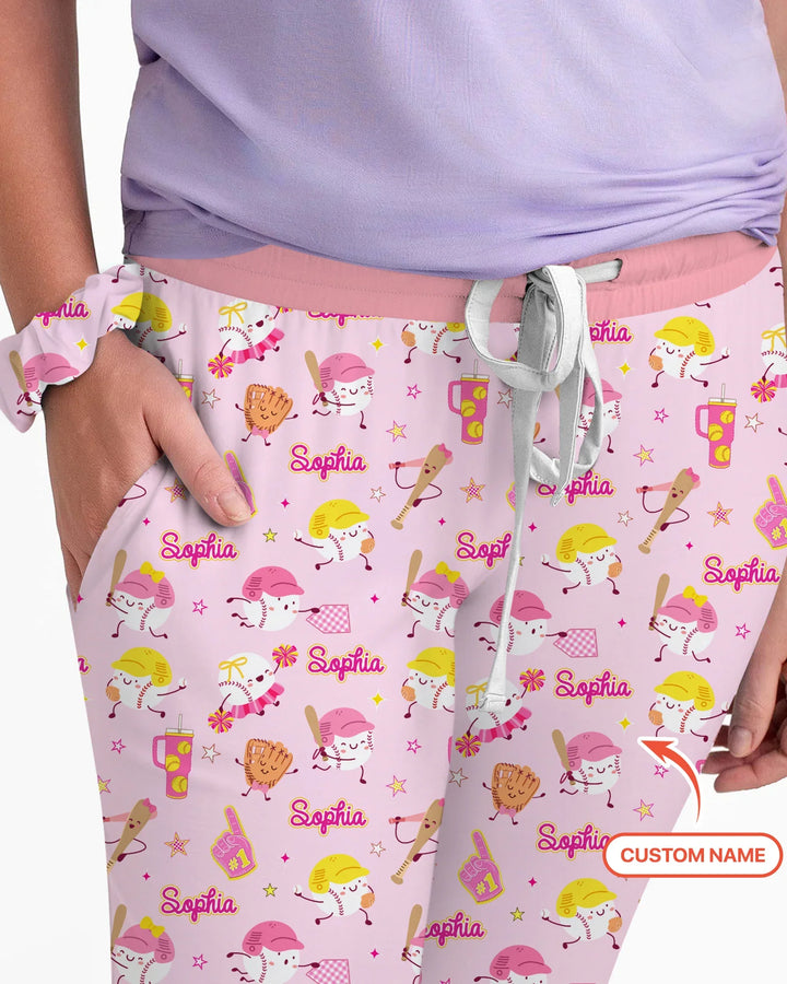 Baseball Mama und Mini Passendes Pyjama-Set aus Bambus für Damen