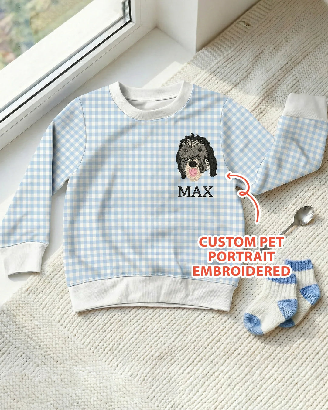 Personalisiertes besticktes Haustier-Bambus-Rundhals-Sweatshirt