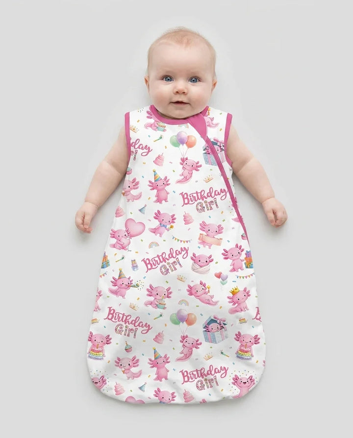 Cute Axolotl Birthday Girl Bamboo Sleep Bag