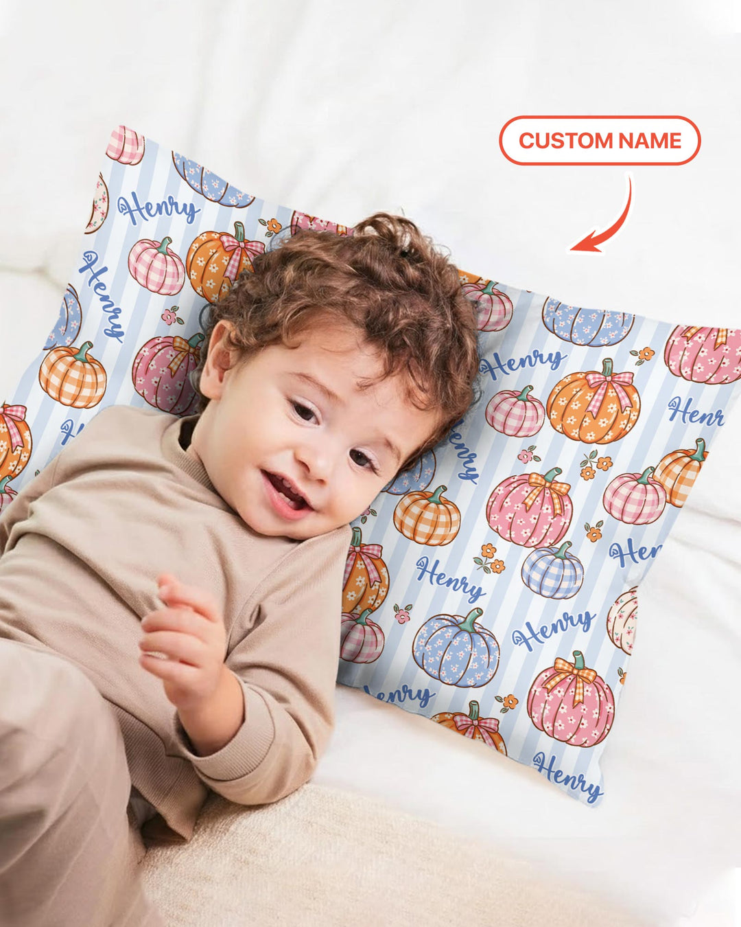 Custom Name Pumpkin Patch Bamboo Pillow Case