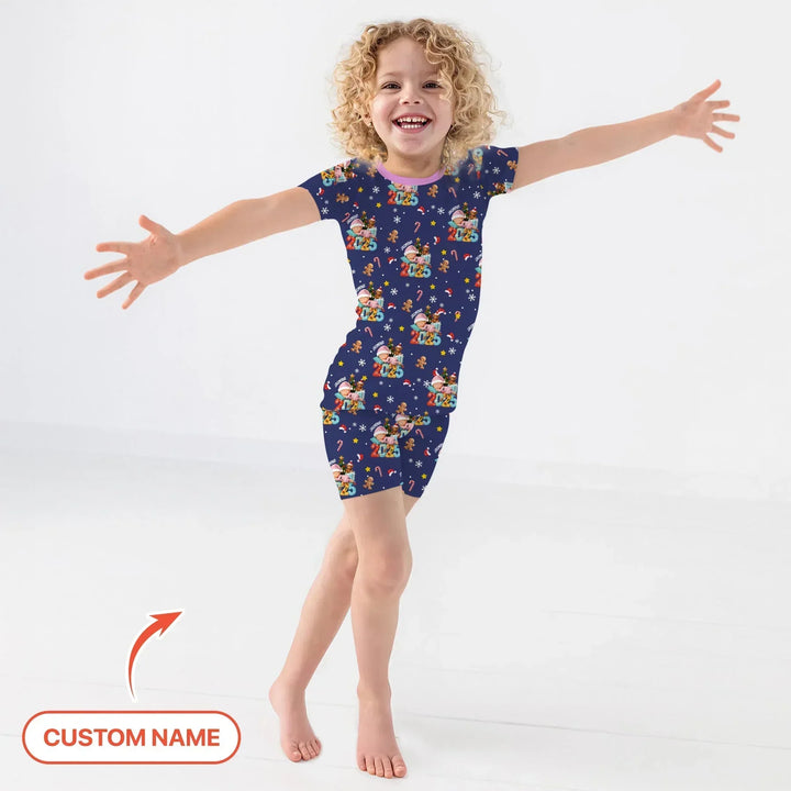 Zweiteiliges Pyjama-Set mit kurzen Ärmeln und Shorts im Sommer-Design