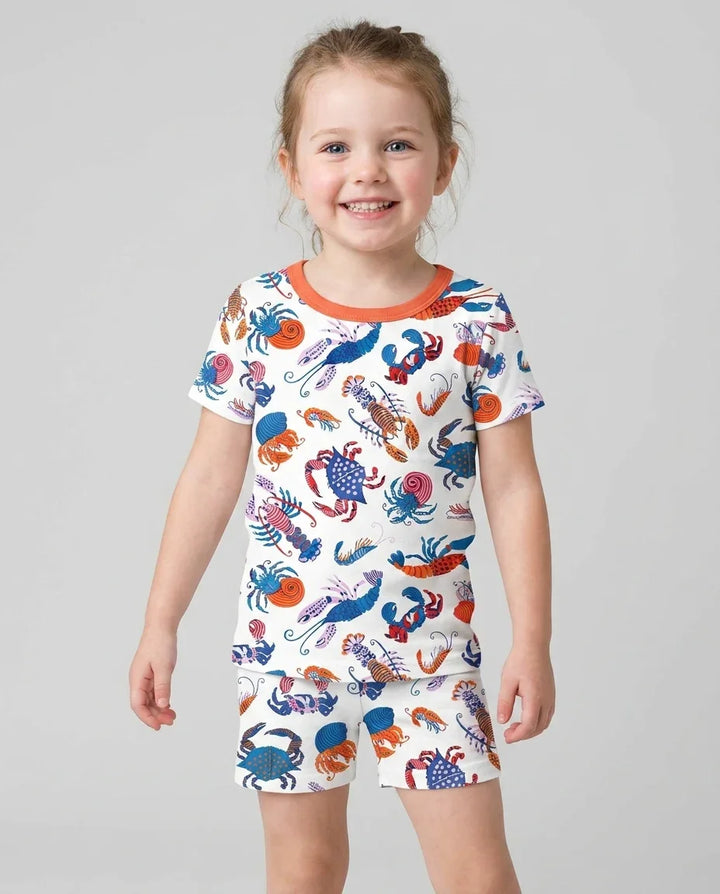 Crustacean Nation Family Matching Bamboo Two Piece Short Sleeve Shorts Pajama Set