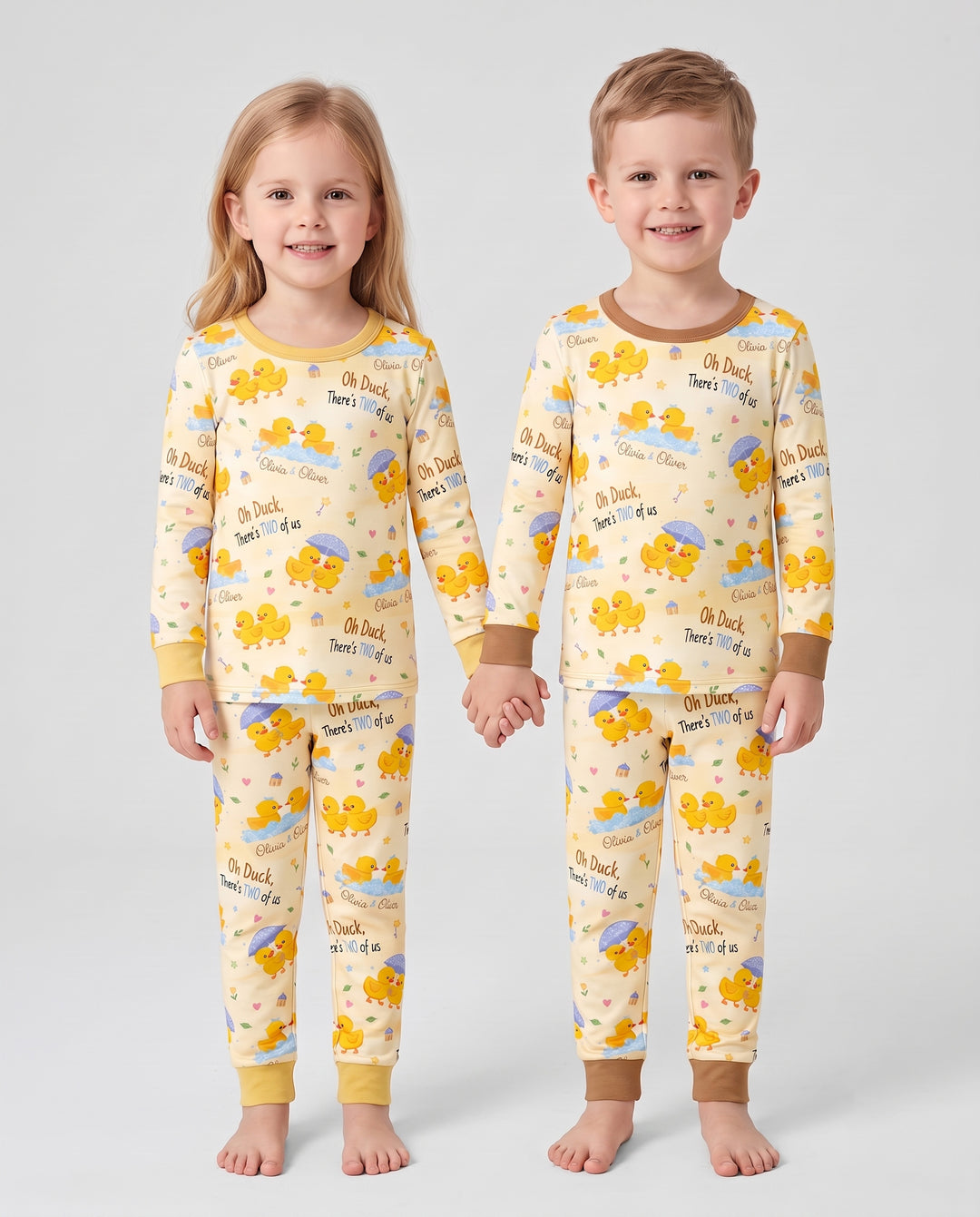 Oh Duck There's Two Of Us Twin Bamboo Two Piece Long Sleeve Pajama Set