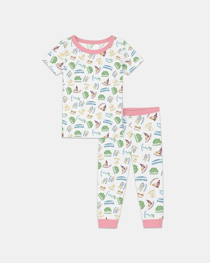 Happy Passover Matching Family Bamboo Two Piece Short Sleeve Pajama Set