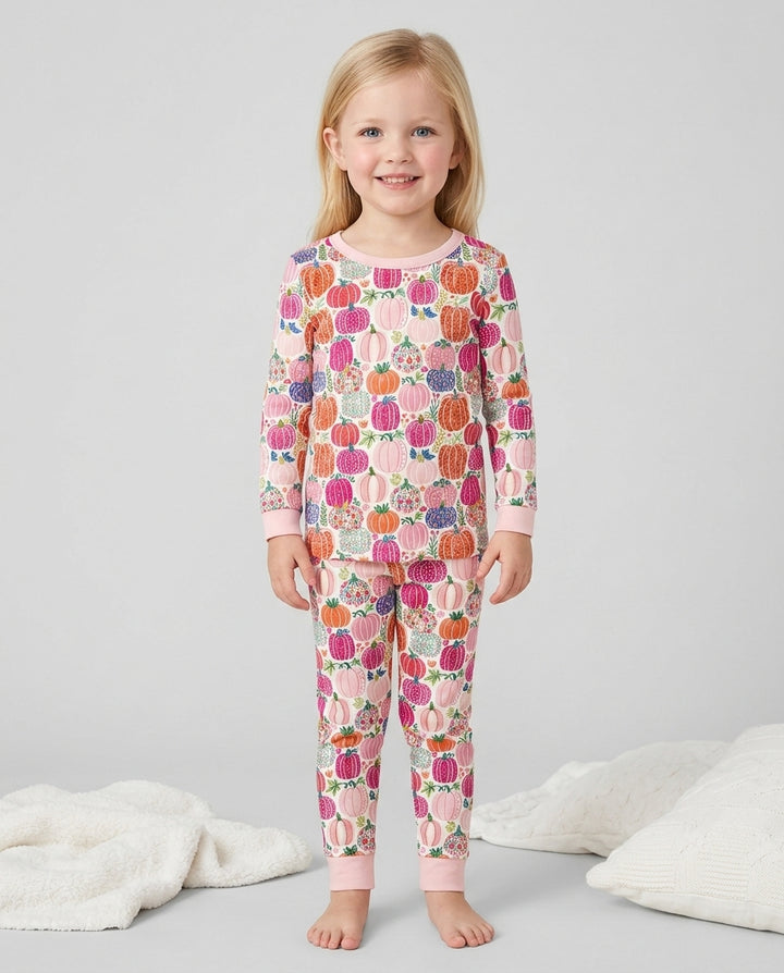 Zweiteiliges Langarm-Pyjama-Set mit Sommerfrüchten