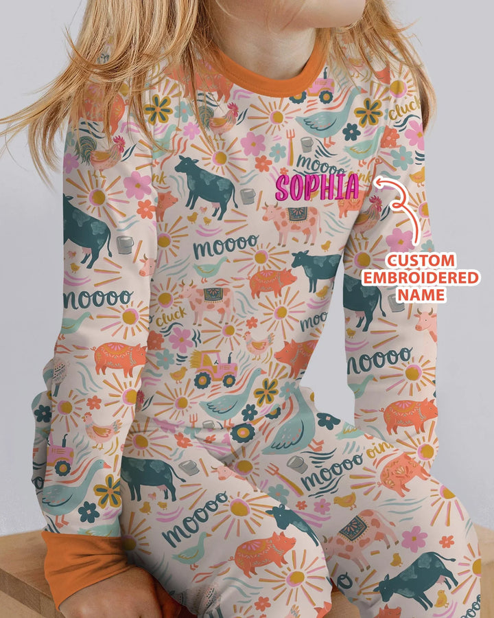 Zweiteiliges Langarm-Pyjama-Set mit Sommerfrüchten
