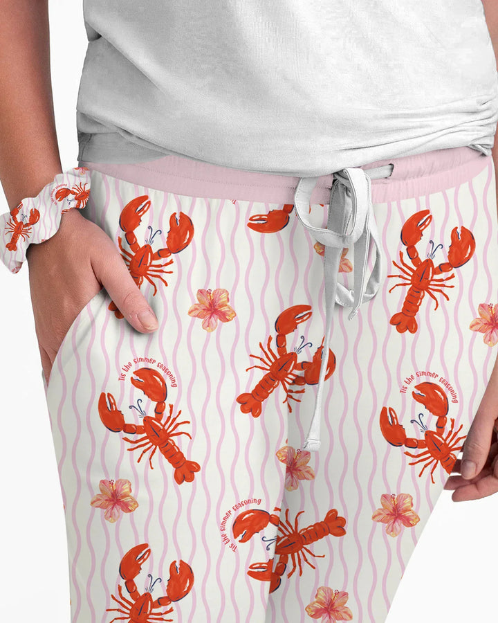 Damen-Pyjama-Set aus Bambus mit Flusskrebs-Motiv