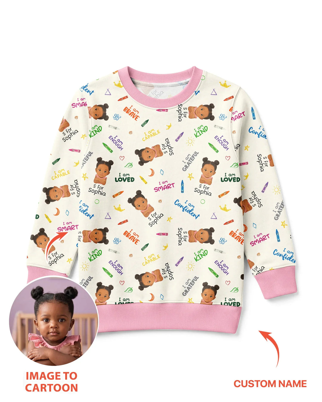 Kids Affirmations Custom  Bamboo Crewneck Sweatshirt