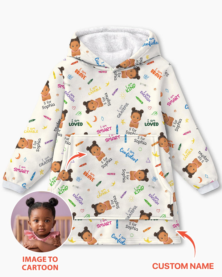 Kids Affirmations Custom  Bamboo Blanket Hoodie