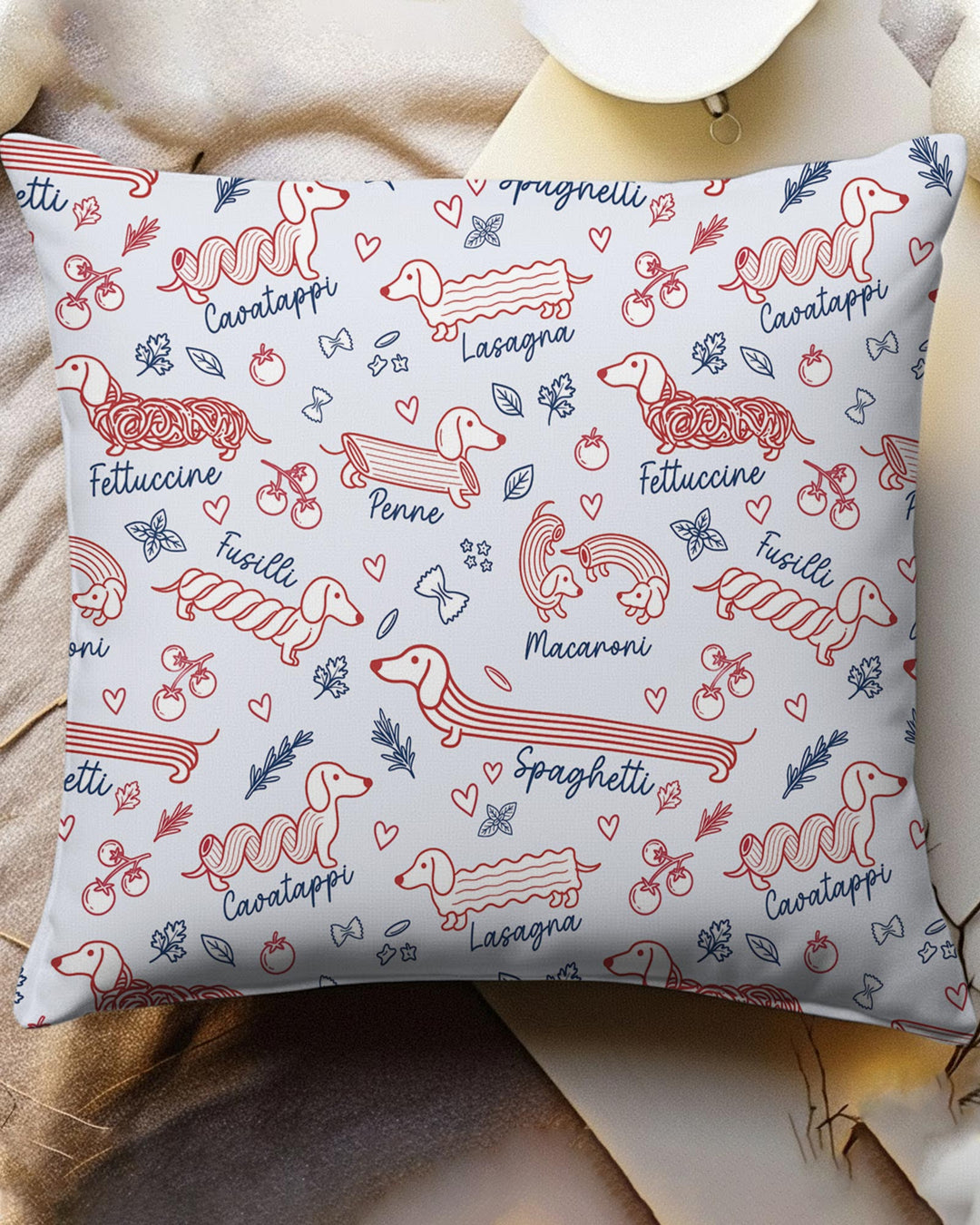 Funny Dachshund Pasta Pups Bamboo Pillow Case