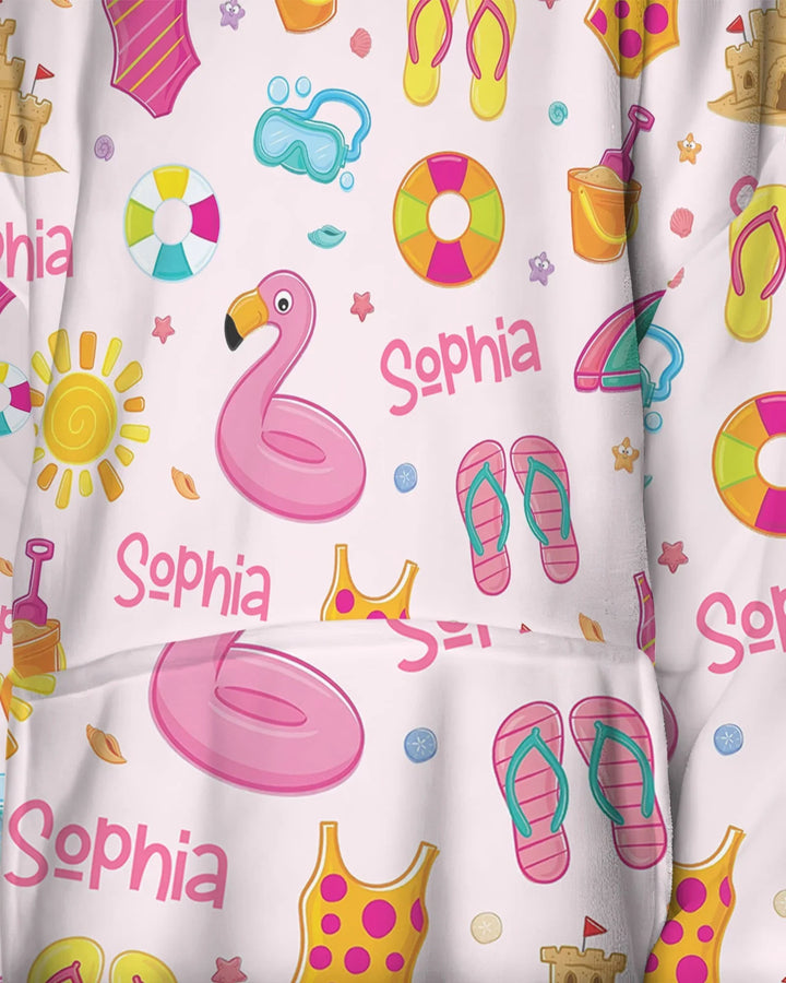 Personalisierte Sommer-Bambus-Decken-Kapuzenjacke „Summer is Fun“