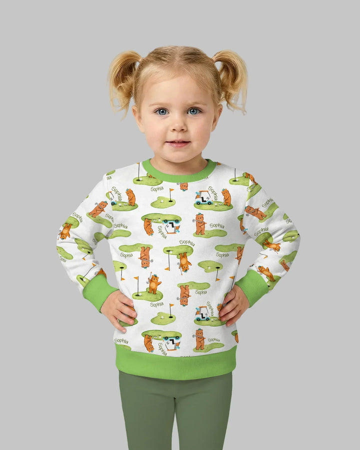 Custom Name Little Bear Golf Club Bamboo Crewneck Sweatshirt