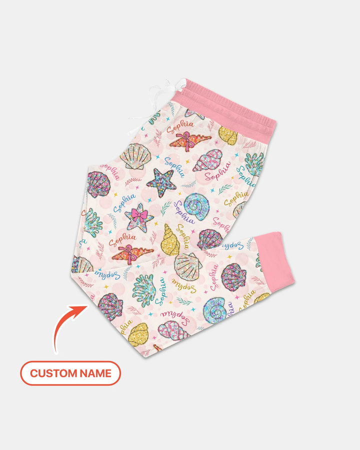 Personalisierter Name Küsten-Wildblumen Sommer-Bambus-Pyjama-Set für Damen