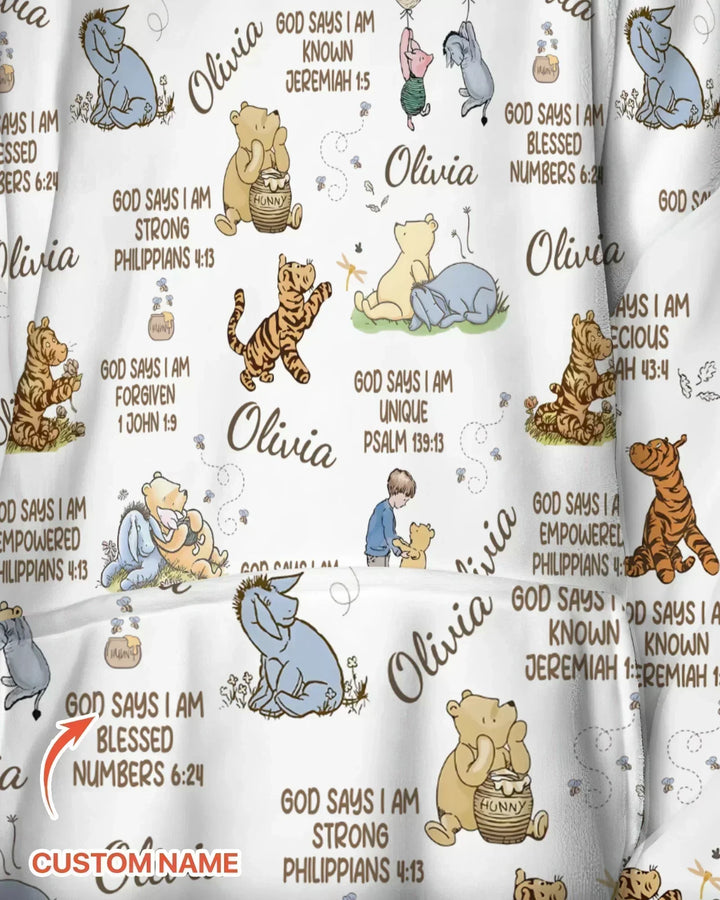Individueller Name Gott Sagt Ich Bin Klassischer Bär Bambus Decken-Hoodie