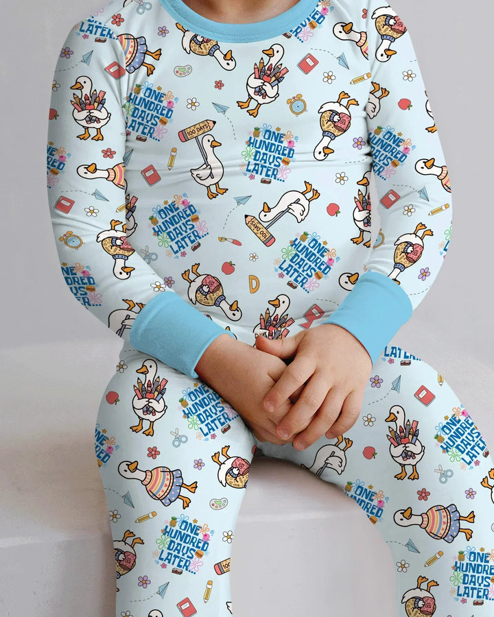 Zweiteiliges Langarm-Pyjama-Set mit Sommerfrüchten