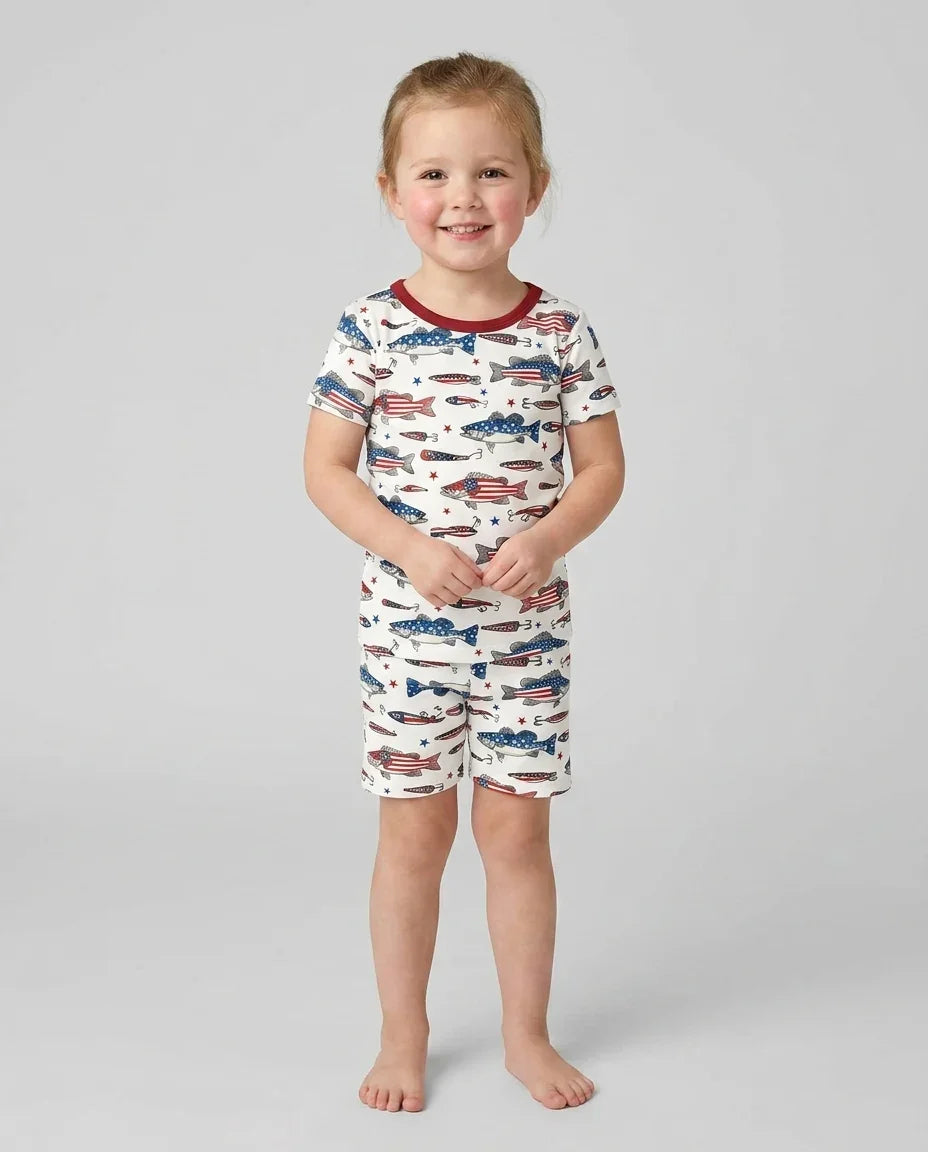 Schlafanzug-Set zweiteilig, kurze Ärmel, kurze Hose, Bambus