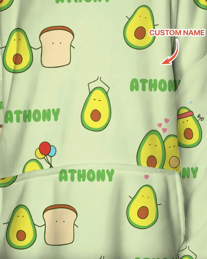 Personalisierte Niedliche Avocado Bambus Decken-Hoodie