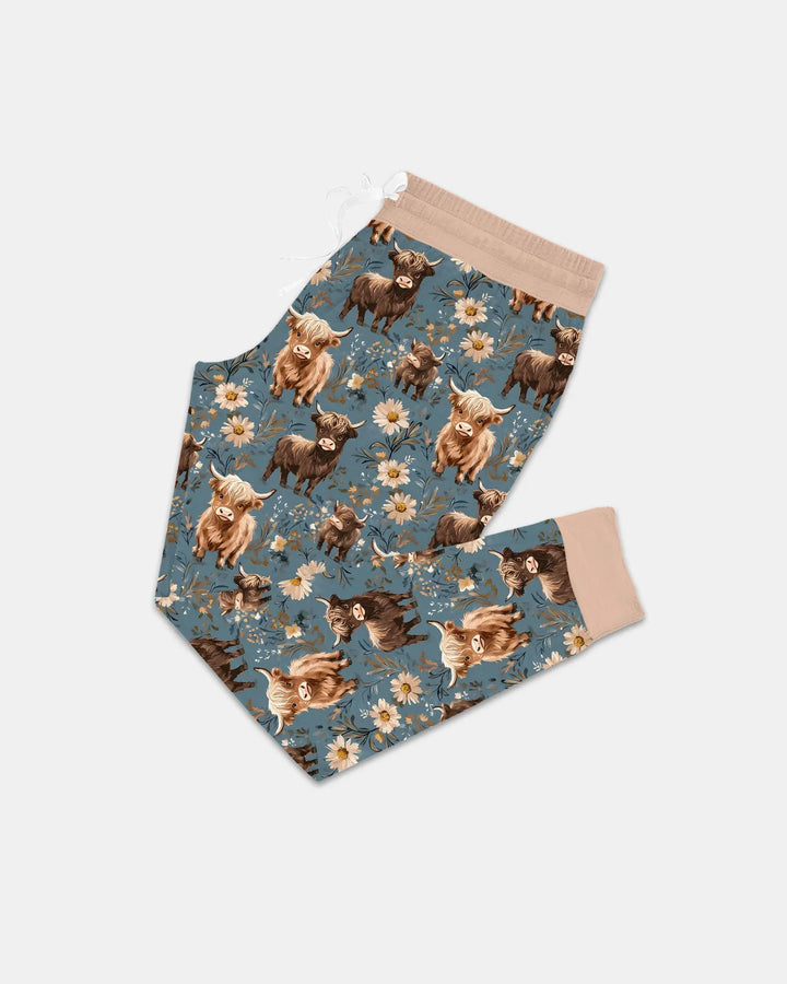 Majestic Highland Cows Familie passende Bambus Damen Pyjama Set