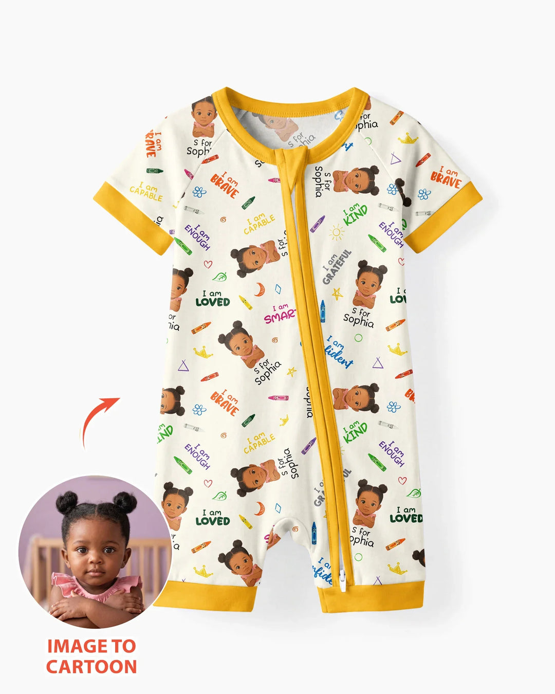 Kids Affirmations Custom  Bamboo Shorty Zippy