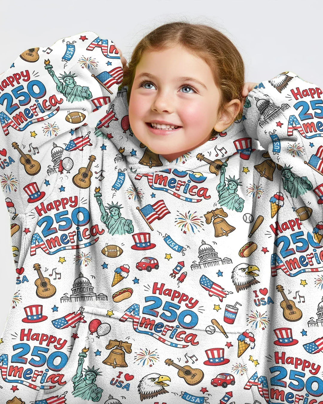 Alles Gute zum 250. Amerika, ich liebe die USA Tragbare Bambus-Decken-Kapuzenjacke