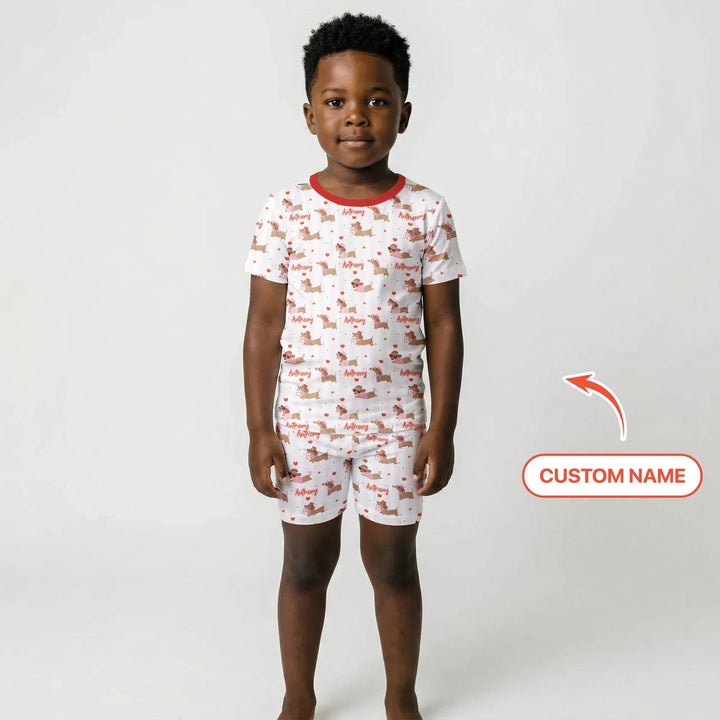 Zweiteiliges Pyjama-Set mit kurzen Ärmeln und Shorts im Sommer-Design