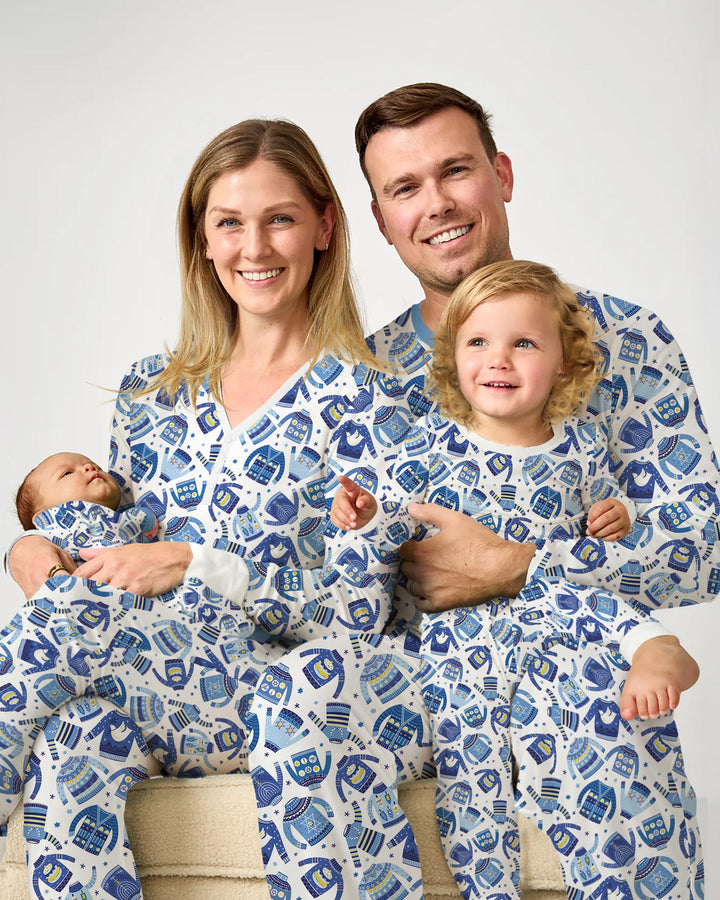 Cute Hanukkah Jumpers Bamboo Two Piece Long Sleeve Pajama Set