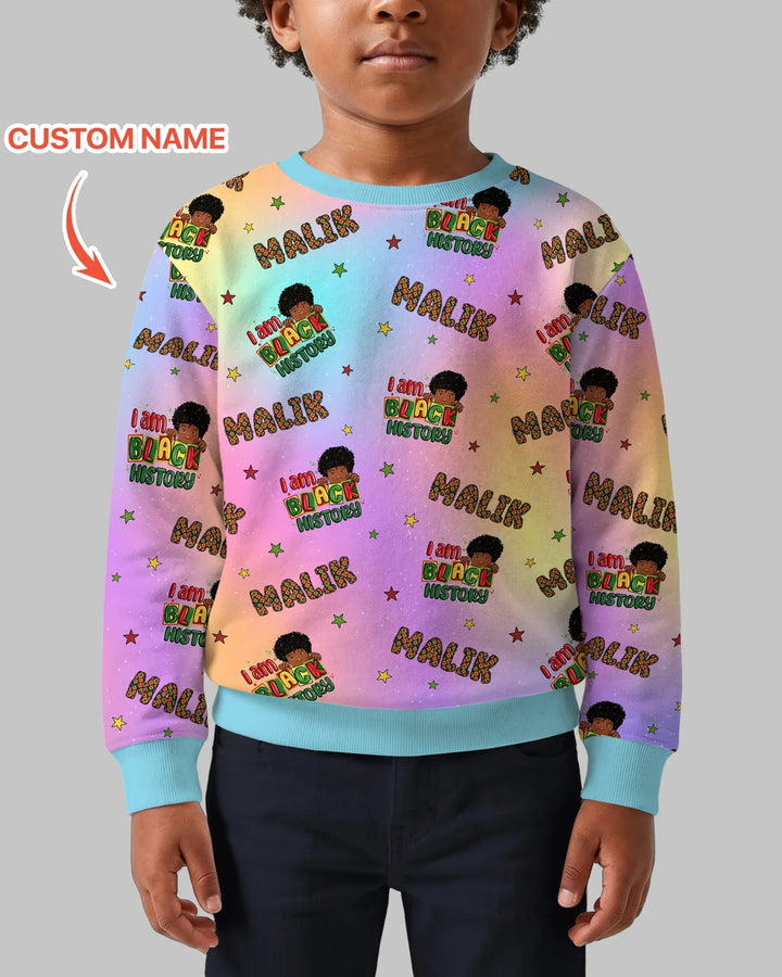 Personalisierter Name "I Am Black History" Individuelles Bambus-Rundhals-Sweatshirt