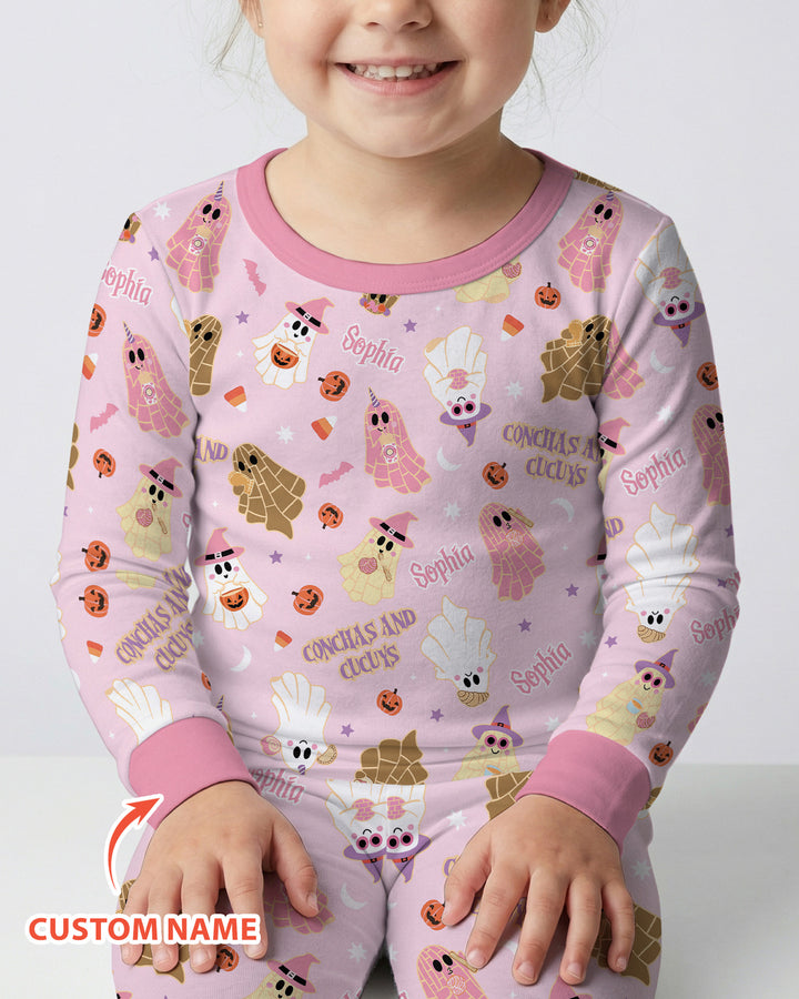 Pantasmas Mexican Halloween Custom Name Bamboo Two Piece Long Sleeve Pajama Set
