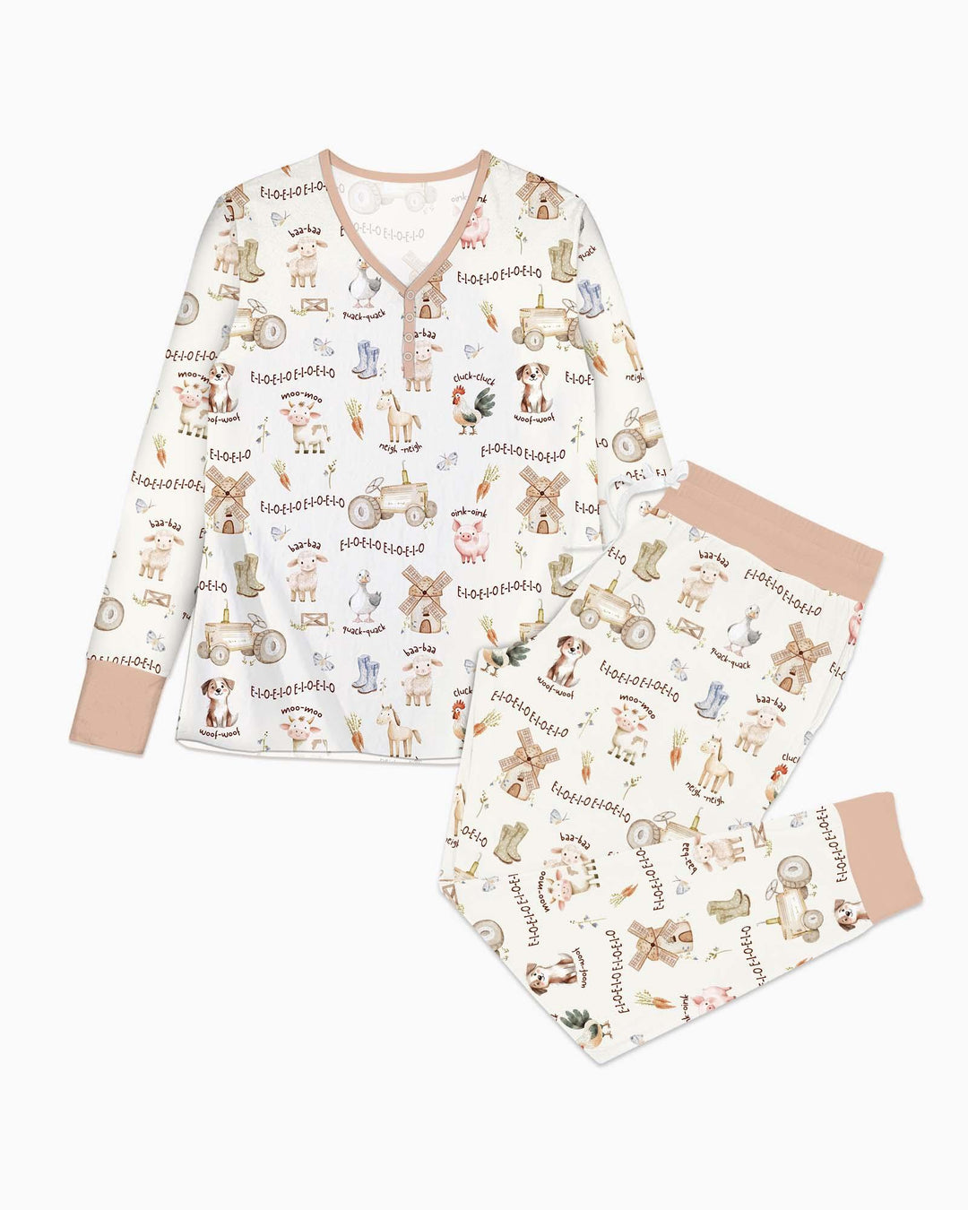 Old McDonald Farm Family Matching Bamboo Women Pajama Set