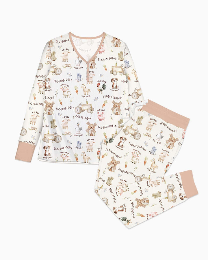 Old McDonald Farm Family Matching Bamboo Women Pajama Set