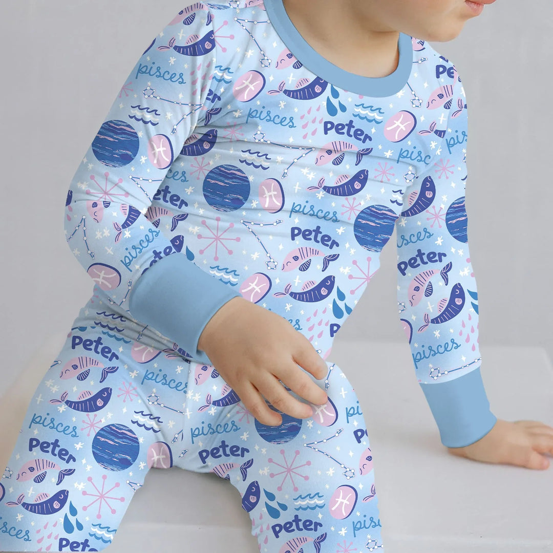 Zweiteiliges Langarm-Pyjama-Set mit Sommerfrüchten